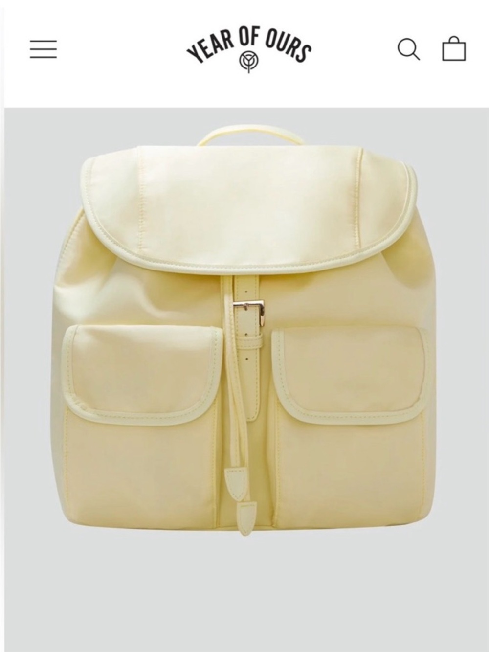 Year of Ours Pale Yellow Leather Backpack with Front Pockets